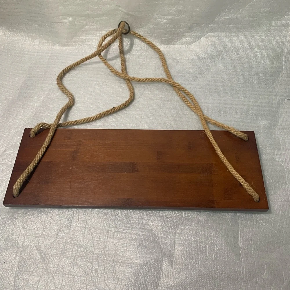 Rustic Wooden Floating Shelf 17”x6” with Adjustable Jute Rope Boho Farmhouse Dec